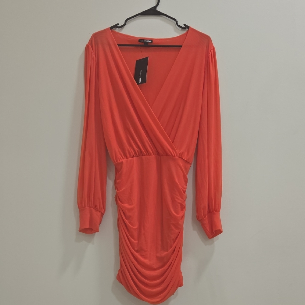 Fashion Nova Vibrant Orange Long Sleeve Dress - Picture 5 of 14